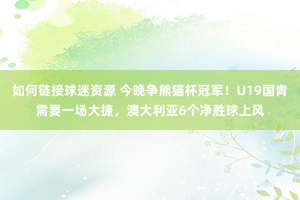 如何链接球迷资源 今晚争熊猫杯冠军！U19国青需要一场大捷，澳大利亚6个净胜球上风