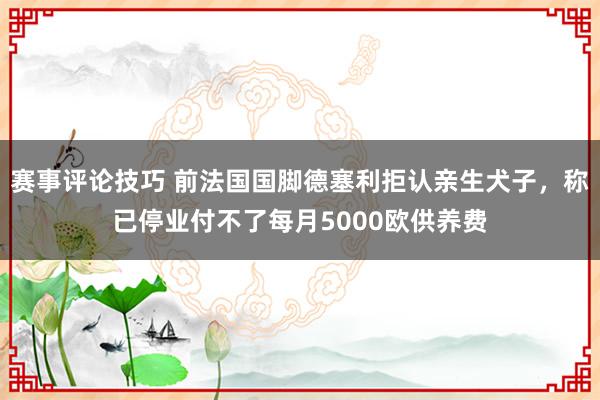 赛事评论技巧 前法国国脚德塞利拒认亲生犬子，称已停业付不了每月5000欧供养费