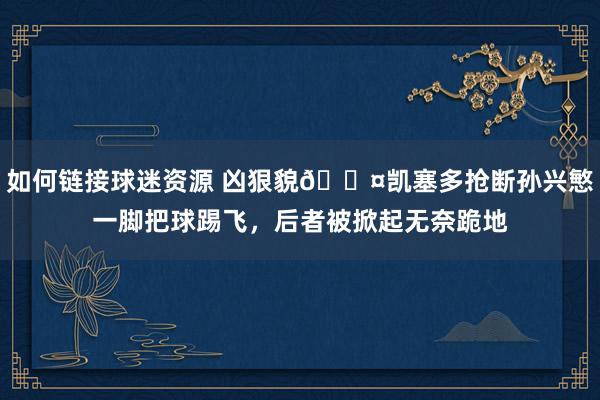 如何链接球迷资源 凶狠貌😤凯塞多抢断孙兴慜一脚把球踢飞，后者被掀起无奈跪地