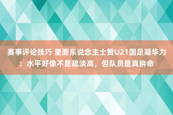 赛事评论技巧 里面东说念主士赞U21国足凝华力：水平好像不是疏淡高，但队员是真拚命